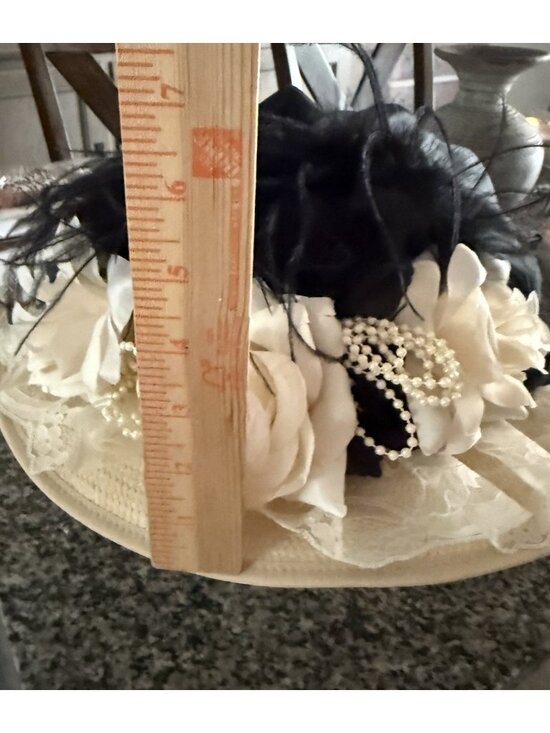 VTG Elsie Massey Victorian Edwardian Touring Hat Lace Short Train Feathers Beads main image 5